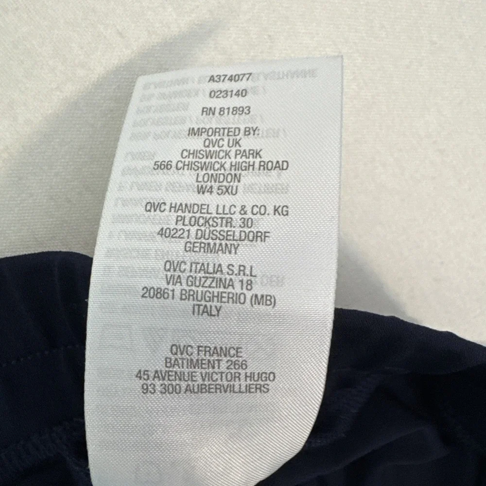 Susan Graver Liquid Knit Sailor Pants Navy Blue Button Trim Wide Leg Plus 1X